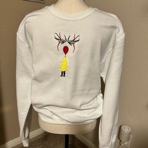 White Pennywise Sweatshirt. Embroidery design